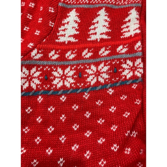 Coldwater Creek Red CottageCore Ski Festive Fair Isle Zip Up Sweater - Picture 9 of 9